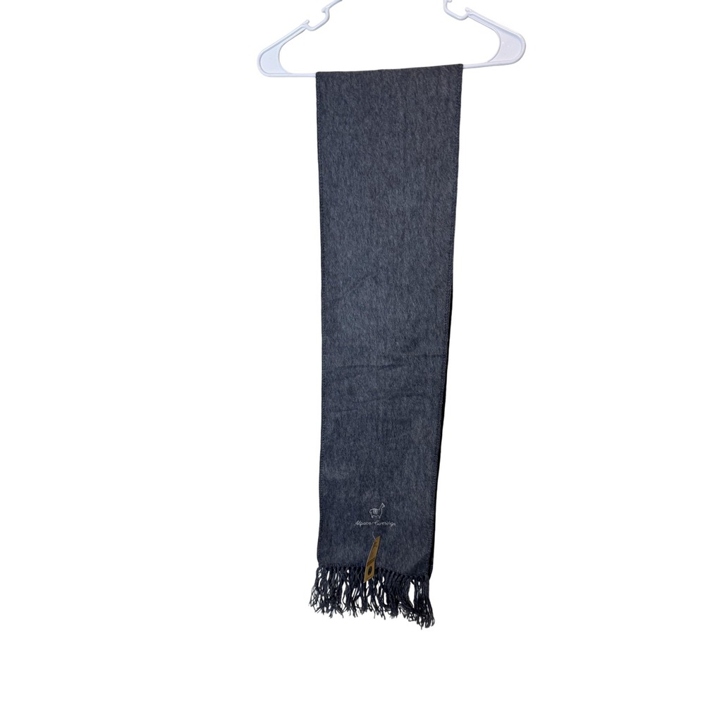 Alpaca Camargo Scarf One Size Gray Brushed Alpaca Fringe Made‎ Peru